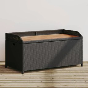 Úložná lavica čierna 100x50x52 cm polyratan a akáciové drevo 365949
