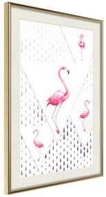 Artgeist Plagát - Flamingo Family [Poster] Veľkosť: 40x60, Verzia: Zlatý rám s passe-partout