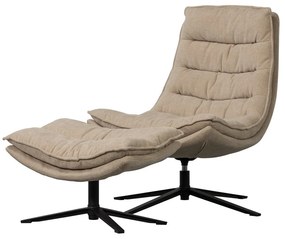 Otočné ženilkové kreslo s podnožkou v prírodnej farbe Kube – WOOOD