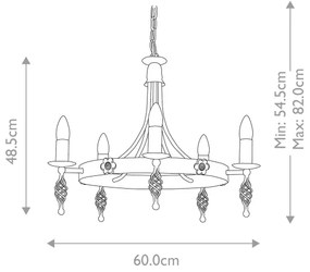 Elstead BY5-BLACK - Luster na reťazi BELFRY 5xE14/60W/230V