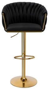 Barová stolička COFTON zamatová, zlatá / čierna