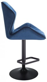 LuxuryForm DESIGN Barová stolička MILANO MAX VELUR na čiernom tanieri - modrá