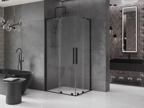 Mexen Velar L Duo, sprchový kút s posuvnými dverami 90 x 80 cm, 8mm číre sklo, čierna matná, 871-090-080-02-03-70