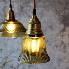 Elegantný sklenený luster so zeleným tienidlom Olive Brass – Ø 12*17 cm