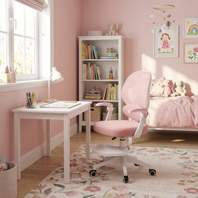 Detská otočná stolička Neoseat JUNI 009 s podnožou — látka, ružová