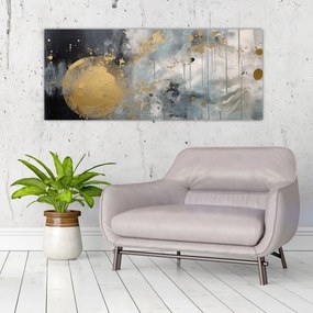 Obraz - Abstrakcia so zlatou guľou (120x50 cm)