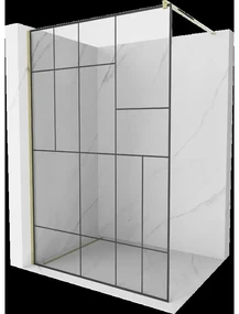 Mexen Kioto sprchová stena 130 x 200 cm, transparentnéné/čierny vzor 8 mm, zlatá - 800-130-101-50-78
