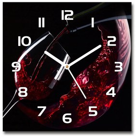 Sklenené nástenné hodiny štvorec Červené víno pl_zsk_30x30_f_54930015