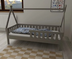 Detská domčeková posteľ z masívu borovice TEA - 200x90 cm - šedá