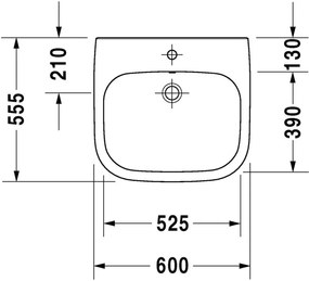 Duravit D-Code - Umývadlo 600x550 mm, s prepadom, biela 2312600002