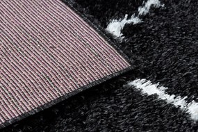 Koberec FLUFFY 2373 shaggy kratka, trellis - antracit / biely