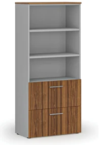Skriňa so zásuvkami pre závesné zložky PRIMO GRAY, 800 x 420 x 1781 mm, sivá/orech