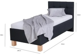 Čalúnená posteľ MARIA ONE s matracom a úložným priestorom 90x200 cm antracit