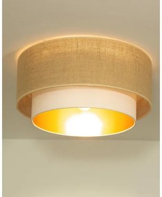 Stropné svietidlo SARTA 1×E27, 60 W, 230 V, priemer 45 cm, biela/juta