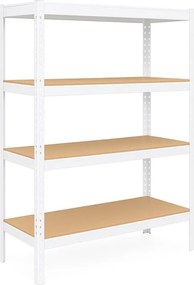 Regál 150x70x30 cm lakovaný 4-policový, nosnosť 700 kg - biely