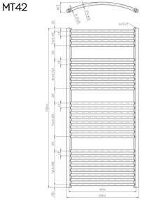 Mereo Mereo, Vykurovací rebrík, 600x1330 mm, 1003 W, oblý, biely, MER-MT42