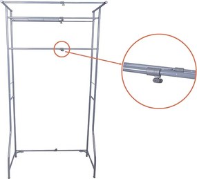 Kovový kúpeľňový regál nad práčku FIXANO 170x60-90 cm, sivá