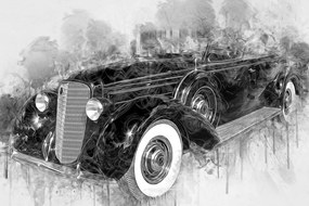 Obraz historické retro auto v čiernobielom prevedení Varianta: 120x80