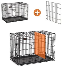 FEANDREA Klietka pre psa FEANDREA, prepravka pre psa s 2 dvierkami, 122 x 74,5 x 80,5 cm, čierna PPD48BK