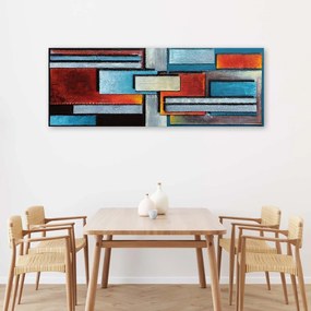 Obraz na plátně Moderní abstraktní modrá červená - 150x50 cm