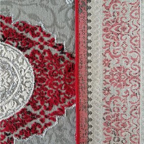 DY Exkluzívny sivo-červený koberec s orientálnym vzorom Angora 01 Rozmer: 80x150 cm