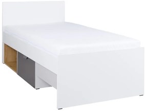 Jednolôžková posteľ Joker 15 - biela/grafit/sivá/dub lefkas