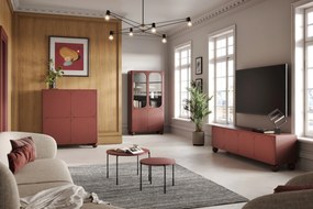 Vysoká komoda Sonatia II 120 cm s dvoma dverami a dvoma skrytými zásuvkami - burgund