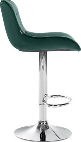 Barová stolička Vonore - zamat, chróm rám - Zelená