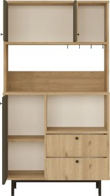 Vysoká skriňa na mikrovlnku Houseland Royce 03 dub Castello/antracitovo sivá