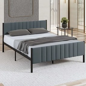 Kovová dvojlôžková posteľ LUNOR 120x200 cm antracit nosnosť 120 kg