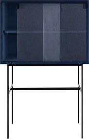 Tmavomodrá vitrína s posuvnými dverami 70x109x40 cm Lekko – noo.ma