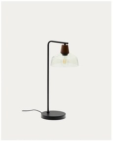 Zelená/v tmavoprírodnej farbe stolová lampa so skleneným tienidlom (výška 55 cm) Silex – Kave Home
