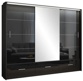 Skriňa Marsylia 250 čierna lesklá/čierna