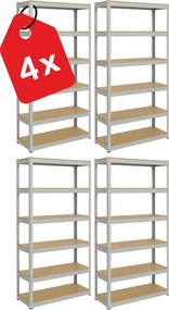 Regál 220x120x60 cm pozinkovaný 6-policový, nosnosť 1050 kg - 4ks