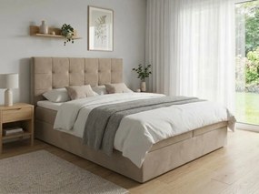 Čalúnená posteľ boxspring DIRELIS TRINITY 140x200 cm béžová Matrac: Bonell pružinová matrac