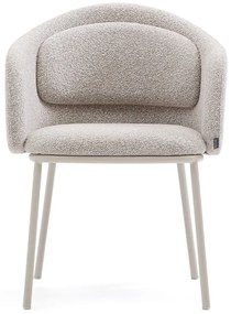 Sivobéžové čalúnené jedálenské kreslo s podrúčkami Minda – Kave Home