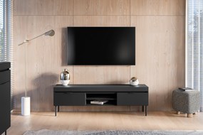 TV stolík Sentia 157 cm s 2 otvorenými policami - čierna / čierna