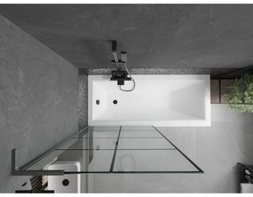 Mexen Next L, 1-krídlová vaňová zástena 90 x 150 cm, 6mm číre sklo-čierny vzor, grafitový profil, 895-090-000-03-77-95