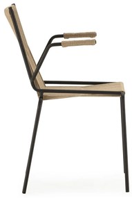 Béžové kovové jedálenské stoličky v súprave s podrúčkami/stohovateľné 2 ks Emily – Marckeric