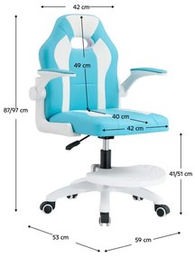 Otočná stolička s podnožou, modrá/biela, RAMIL