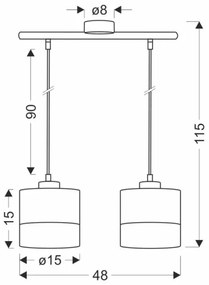 Luster na lanku PORTO 2xE27/60W/230V čierna/hnedá