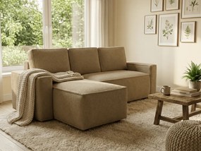 Rozkladacia obojstranná sedacia súprava do L SMART BOUCLE 232x143 cm, tmavobéžová