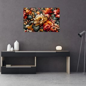 Obraz - Oranžovo-červené kvety (90x60 cm)