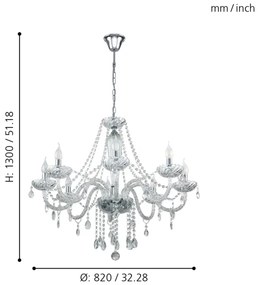 Eglo 39101 - Luster BASILANO 1 8xE14/40W/230V