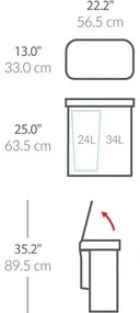 Simplehuman Bezdotykový kôš s hlasovým senzorom na triedený odpad 58 l, nehrdz. oceľ