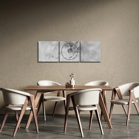 Obraz - Sova, čiernobiela (s hodinami) (90x30 cm)