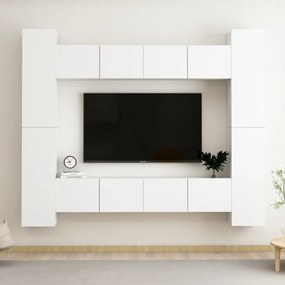 8-dielna súprava TV skriniek biela drevotrieska 3078650