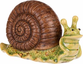 Záhradná dekorácia Slimák, tm. hnedá, 16 x 7 x 10 cm, keramika