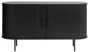 Čierna nízka komoda v dekore duba s posuvnými dverami 140x76 cm Nola – Unique Furniture