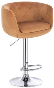 LuxuryForm DESIGN Barová stolička MONTANA VELUR na striebornom tanieri - medová